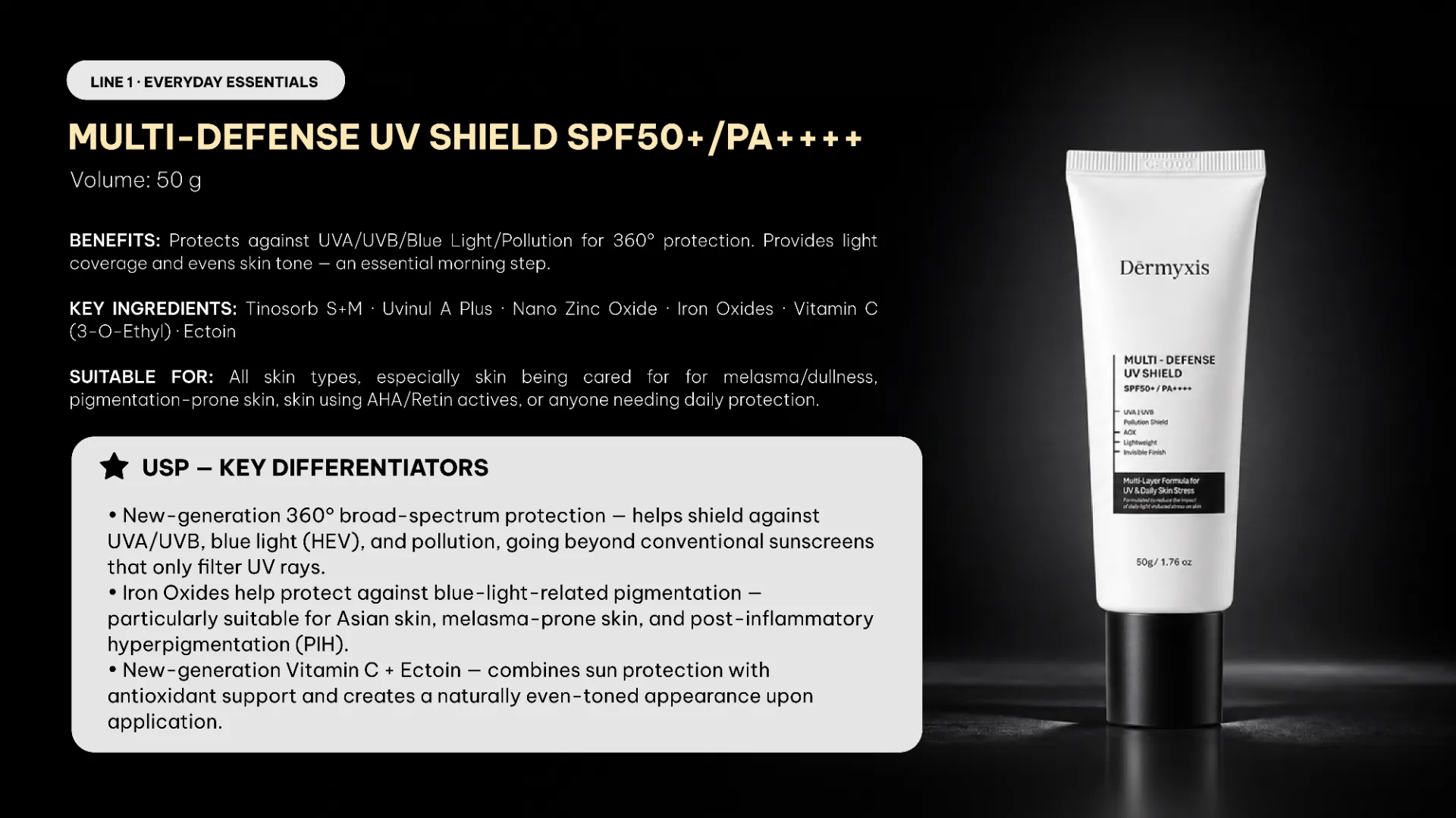Multi-Defense UV Shield SPF50+/PA++++ công nghệ